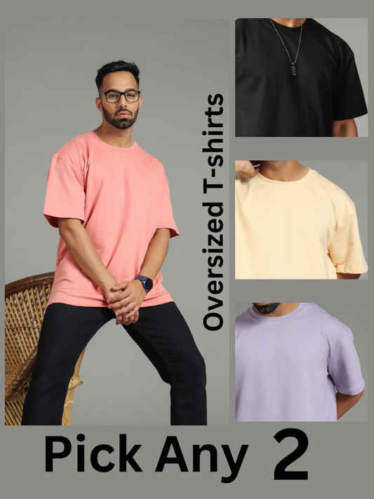 Pick Any 2 - Unisex Oversized Plain T-shirts