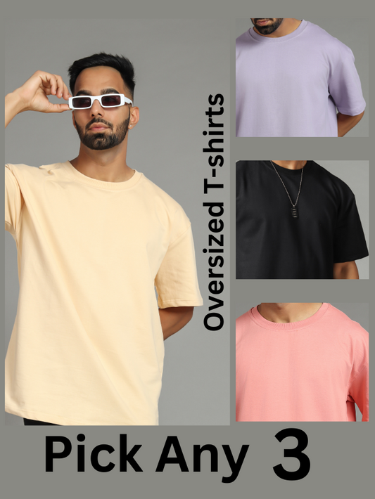 Pick Any 3 - Unisex Oversized Plain T-shirts