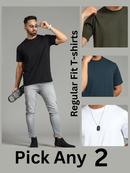 Pick Any 2 - Unisex Regular Fit Plain T-shirts